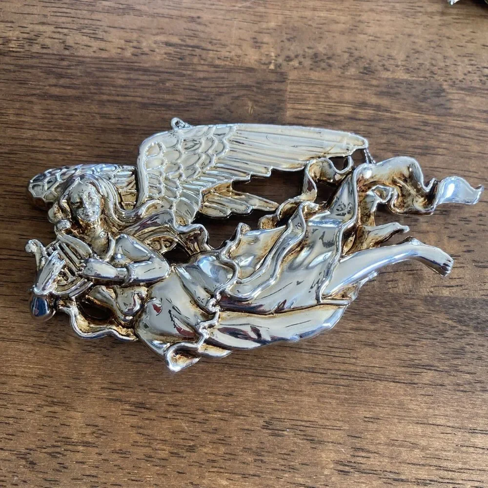 4 Vintage Christmas Ornaments Gold Tone Wise Men Camel Angel Manger Jesus